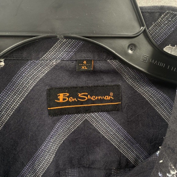 Ben Sherman Shirt Mens XL Button Up Long Sleeve Blue Striped - Picture 5 of 11
